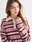 Zest Rugby Knit Polo Shirt, Pink Stripe product photo View 04 S