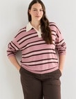 Zest Rugby Knit Polo Shirt, Pink Stripe product photo View 12 S