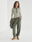 Zest Lounge Brushed Jogger, Beetle Green product photo View 03 S