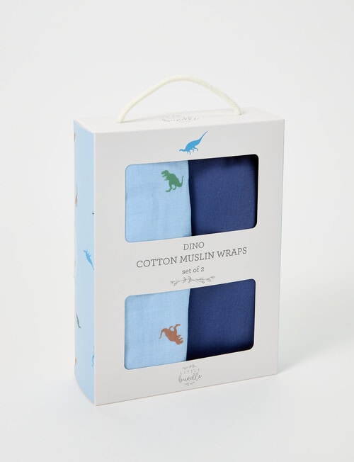 Little Bundle Muslin Wrap, 2-Pack, Dino product photo View 03 L
