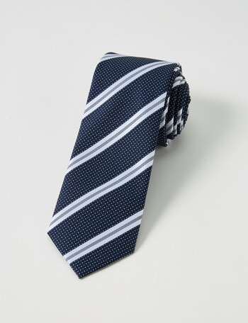 Laidlaw + Leeds Stripe Tie, Navy product photo