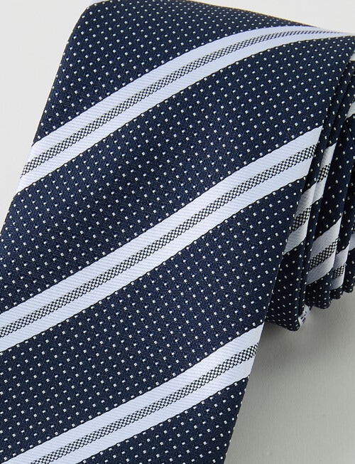 Laidlaw + Leeds Stripe Tie, Navy product photo View 02 L