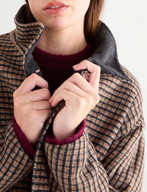 Jigsaw Sutton Funnel Collar Jacket, Charcoal Check product photo View 10 L