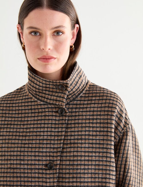 Jigsaw Sutton Funnel Collar Jacket, Charcoal Check product photo