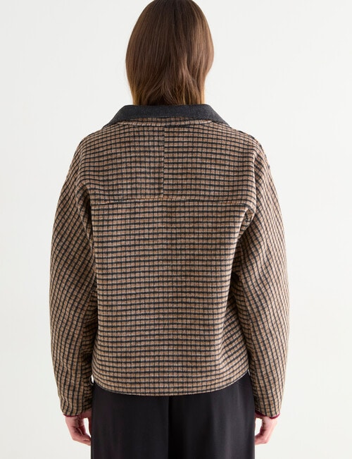 Jigsaw Sutton Funnel Collar Jacket, Charcoal Check product photo View 02 L