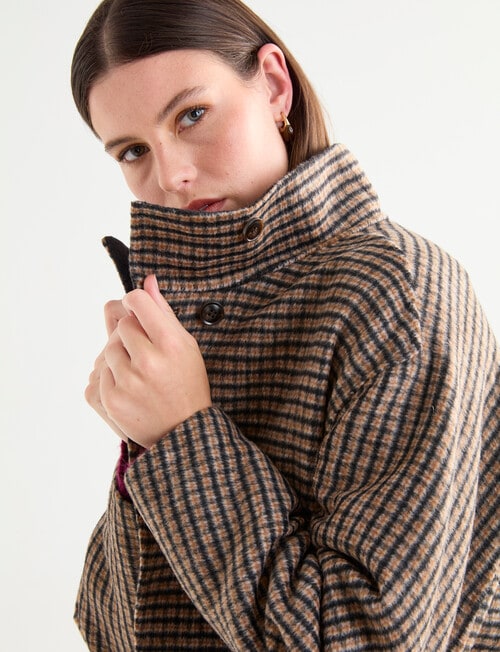 Jigsaw Sutton Funnel Collar Jacket, Charcoal Check product photo View 04 L