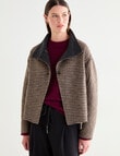 Jigsaw Sutton Funnel Collar Jacket, Charcoal Check product photo View 06 S