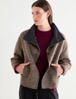 Jigsaw Sutton Funnel Collar Jacket, Charcoal Check product photo View 08 S