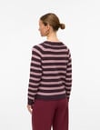 Vero Moda Doffy Long Sleeve Jumper, Wine & Rose Stripes product photo View 02 S