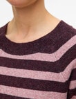 Vero Moda Doffy Long Sleeve Jumper, Wine & Rose Stripes product photo View 03 S