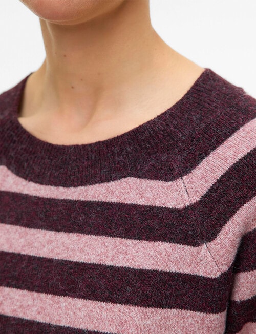 Vero Moda Doffy Long Sleeve Jumper, Wine & Rose Stripes product photo View 03 L
