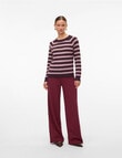 Vero Moda Doffy Long Sleeve Jumper, Wine & Rose Stripes product photo View 04 S