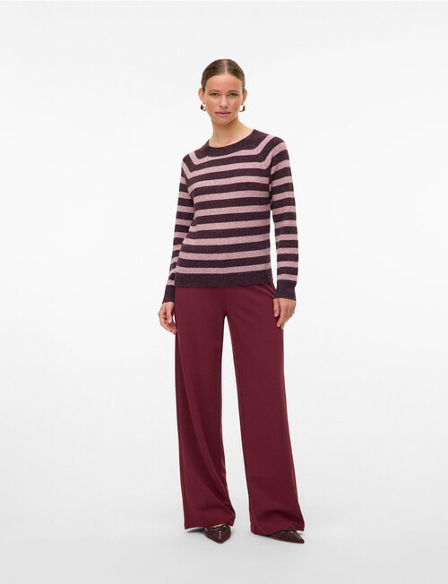 Vero Moda Doffy Long Sleeve Jumper, Wine & Rose Stripes product photo View 04 L