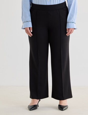 Studio Curve Straight Leg Pintuck Knit Pant, Black product photo
