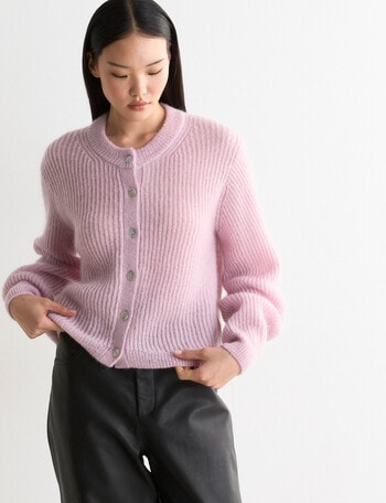State of play Kaia Mohair Blend Cardigan, Vintage Pink product photo