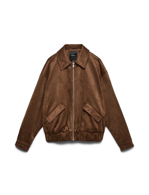 Vero Moda Salina Faux Suede Bomber Jacket, Chocolate Fondant product photo