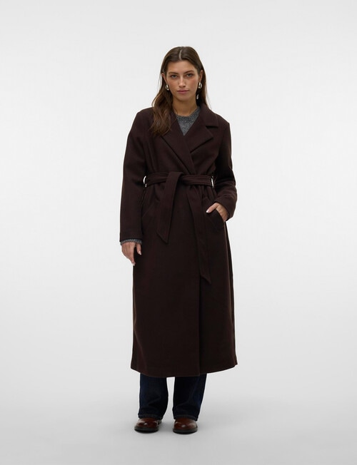 Vero Moda Fortuneaya Extra Long Coat, Chocolate Torte product photo