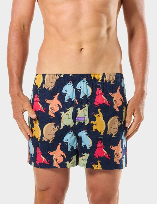 Mitch Dowd Dance Bears Cotton Boxer Short, Navy product photo View 02 L