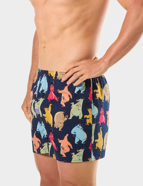 Mitch Dowd Dance Bears Cotton Boxer Short, Navy product photo View 04 L