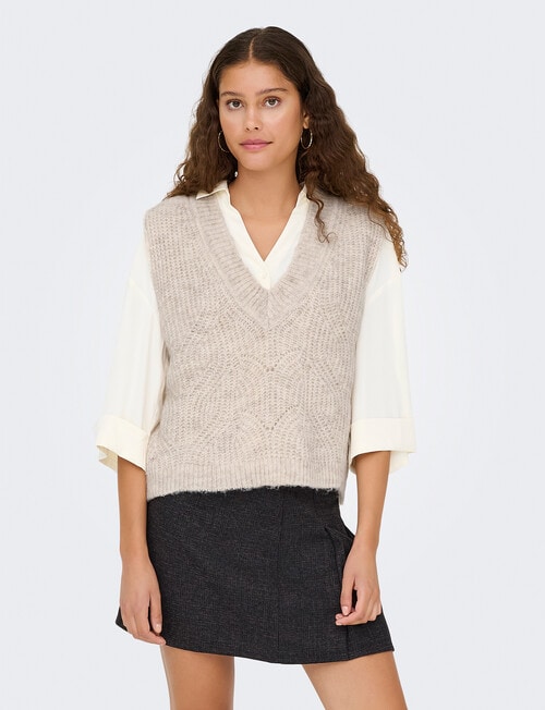 ONLY Gila Knit Vest, Toasted Coconut product photo