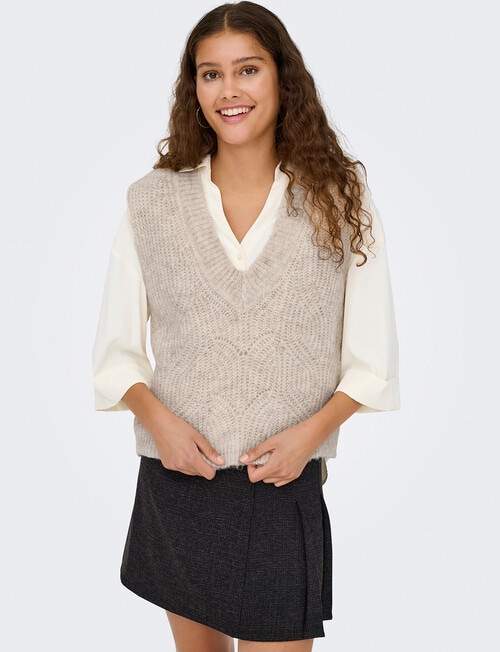 ONLY Gila Knit Vest, Toasted Coconut product photo View 04 L