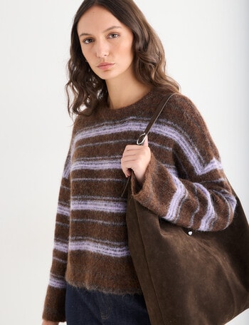 Mineral Stripe Kenji Sweater, Lavender & Coffee product photo