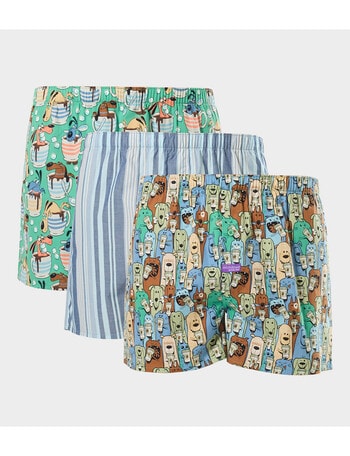 Mitch Dowd Cattys & Doggos Cotton Boxer Short, 3-Pack, Assorted product photo