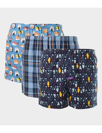 Mitch Dowd Sushi Cotton Boxer Short, 3-Pack, Assorted product photo