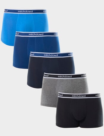 Mitch Dowd Plain Cotton Trunk Underwear, 5-Pack, Assorted product photo