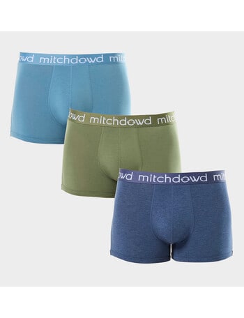 Mitch Dowd Plain Bamboo Trunk, 3-Pack, Navy Marle, Olive & Blue product photo