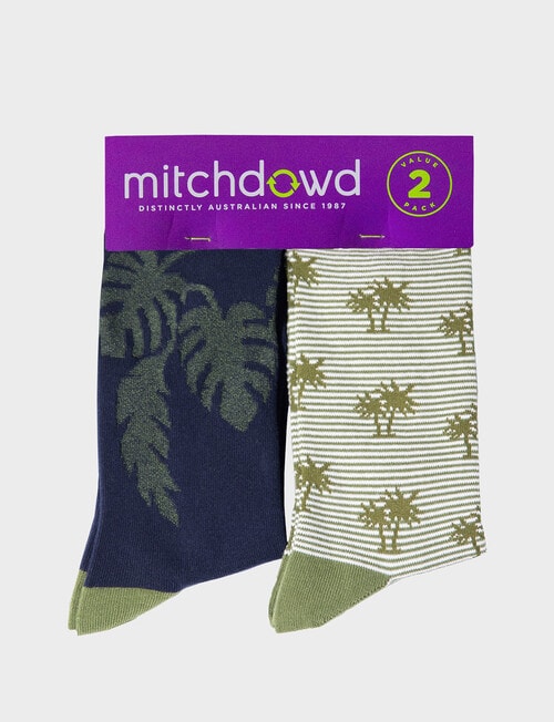 Mitch Dowd Palm Cotton Crew Socks, 2-Pack, Assorted product photo View 02 L