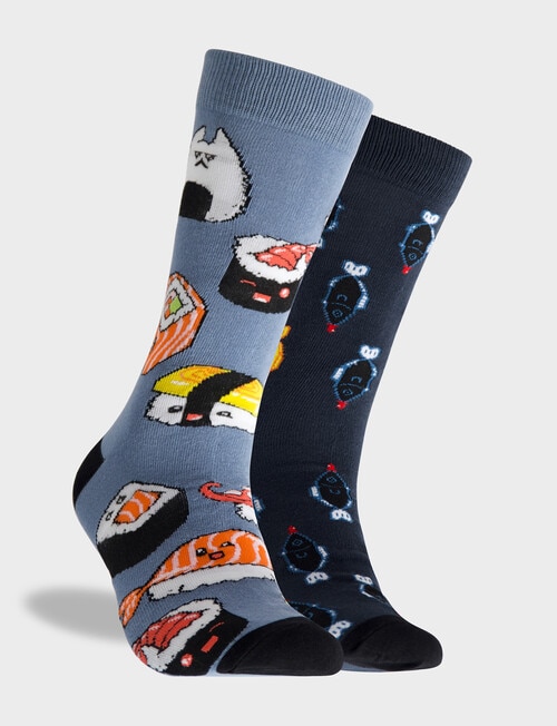 Mitch Dowd Sushi Face Cotton Crew Socks, 2-Pack, Assorted product photo