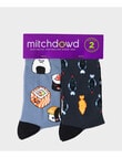 Mitch Dowd Sushi Face Cotton Crew Socks, 2-Pack, Assorted product photo View 02 S