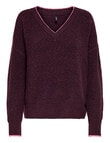 ONLY Havana Rib V Neck Jumper, Wine Tasting product photo