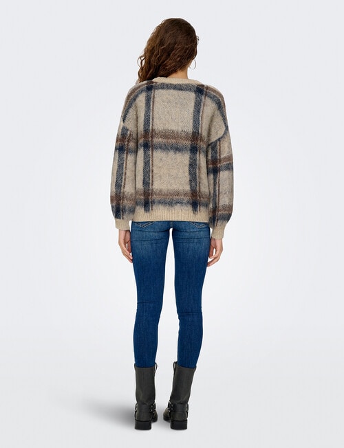 ONLY Marion Long Sleeve Check Jumper, Hummus product photo View 02 L