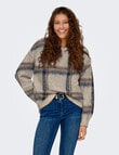 ONLY Marion Long Sleeve Check Jumper, Hummus product photo View 03 S