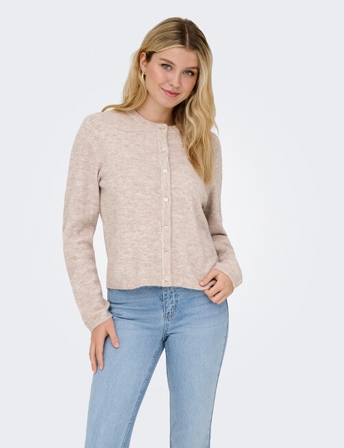 ONLY Simoni Long Sleeve Knit Cardigan, Pumice Stone Melange product photo View 03 L