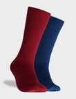 Mitch Dowd Bamboo Rib Crew Socks, 2-Pack, Burgundy & Blue product photo