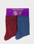 Mitch Dowd Bamboo Rib Crew Socks, 2-Pack, Burgundy & Blue product photo View 02 S