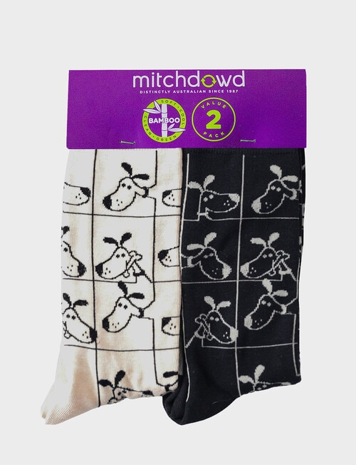 Mitch Dowd Puzzle Dog Bamboo Crew Sock, 2-Pack, Stone & Black product photo View 02 L