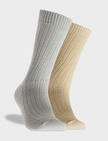 Mitch Dowd Cabin Cosy Crew Sock, 2-Pack, Grey & Stone product photo