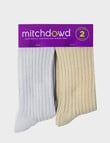 Mitch Dowd Cabin Cosy Crew Sock, 2-Pack, Grey & Stone product photo View 02 S