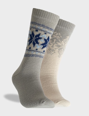 Mitch Dowd Snow Cosy Crew Sock, 2-Pack, Grey & Stone product photo