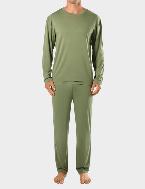 Mitch Dowd Bamboo Long Sleeve Sleep Top, Khaki Marle product photo