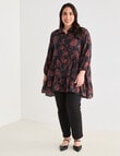 Studio Curve Tiered Longline Shirt, Rose Print product photo