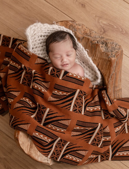 PELE Baby Pasifika Knit Blanky, Brown product photo