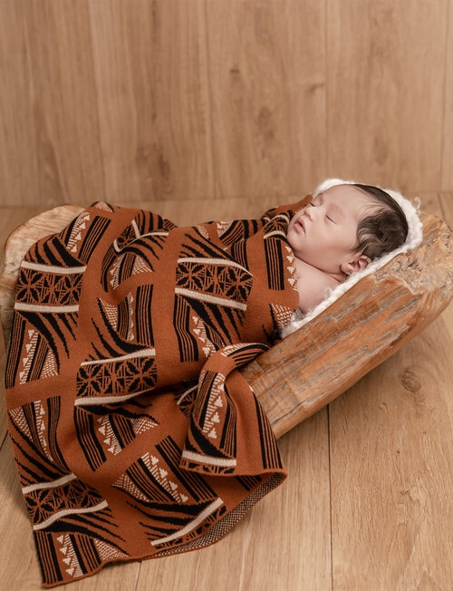 PELE Baby Pasifika Knit Blanky, Brown product photo View 02 L