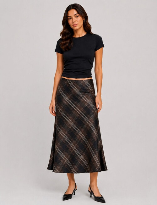 ONLY Jane Long Check Skirt, Chocolate Torte product photo