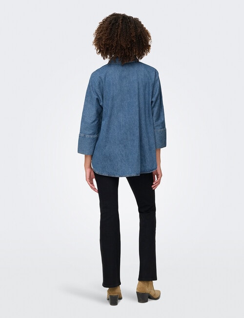 ONLY Grace-Elli 3/4 Sleeve Denim Shirt, Medium Blue Denim product photo View 02 L