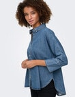 ONLY Grace-Elli 3/4 Sleeve Denim Shirt, Medium Blue Denim product photo View 03 S